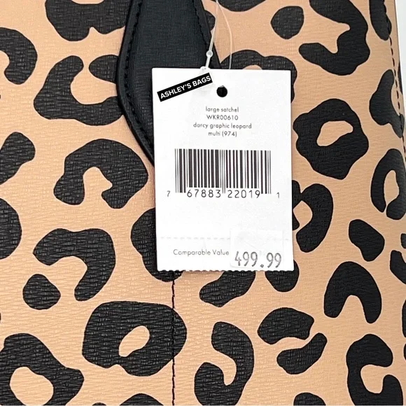 Kate Spade Darcy Leopard Cheetah Large Satchel Tote Crossbody - Picture 9 of 9